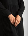 Sleeved Pleated Dress Black CODE 211