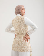 Sleeveless High Low Cardigan Beige