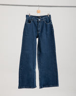 High Waisted Wide Leg Denim Pants Navy