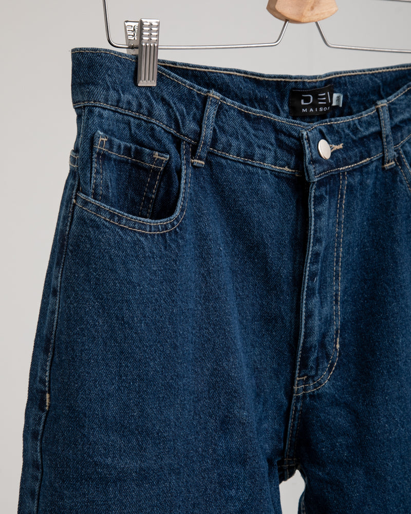 Wide Leg Denim Pants Navy