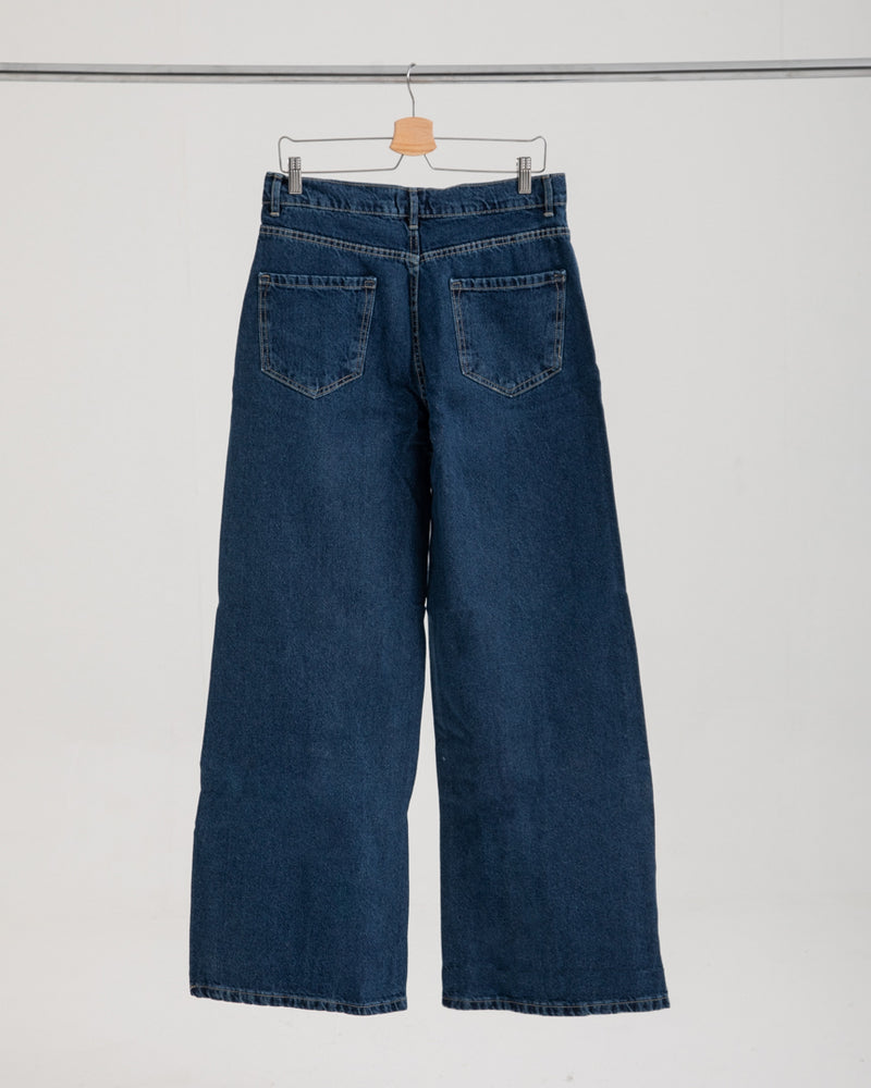 Wide Leg Denim Pants Navy