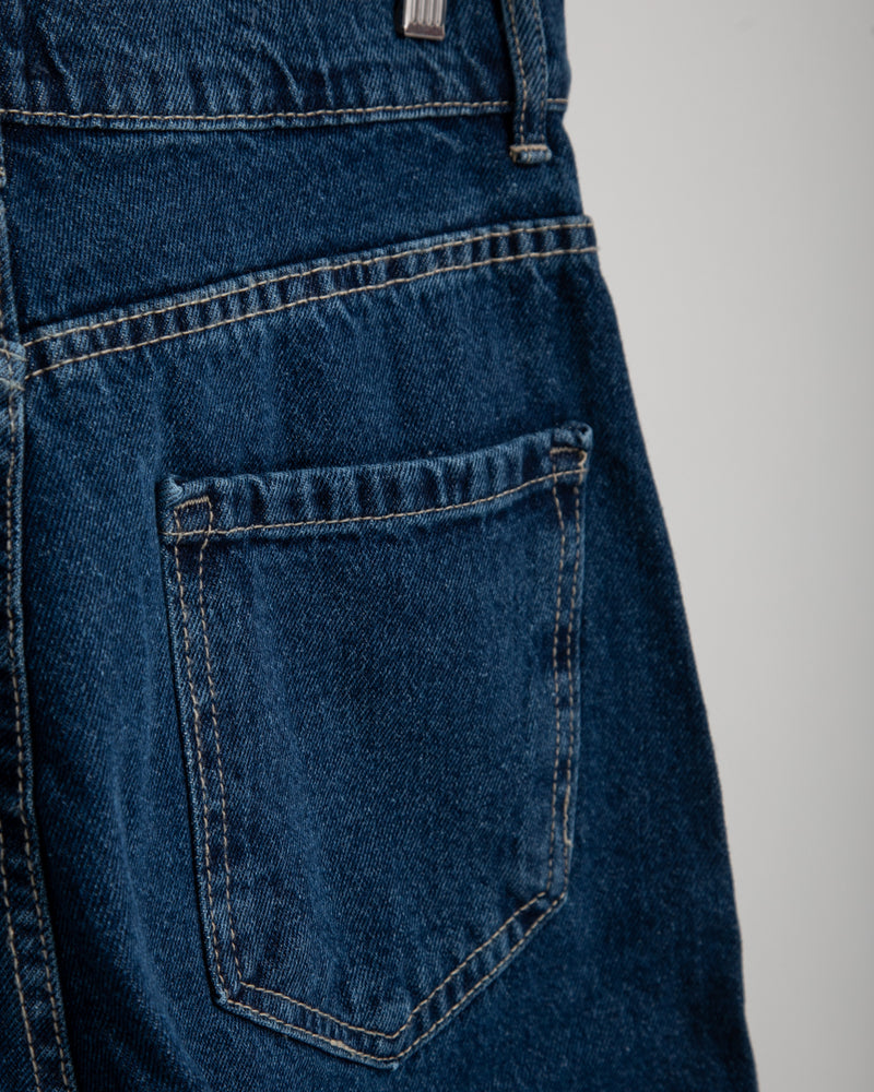 Wide Leg Denim Pants Navy