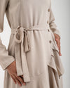 Linen Buttoned Ruffle Dress Light Beige