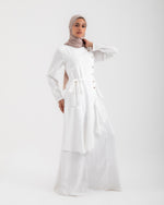 Linen Buttoned Ruffle Dress Offwhite