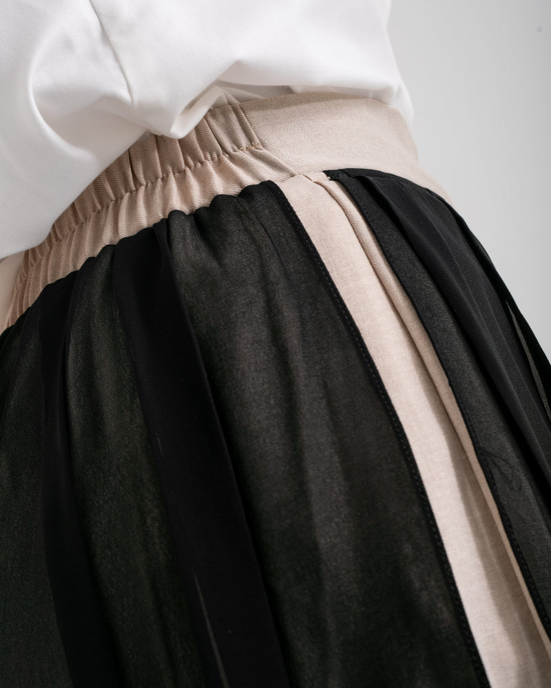 Linen Chiffon Wide Leg Pants Light Beige