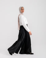 Linen Chiffon Wide Leg Pants Black