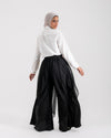 Linen Chiffon Wide Leg Pants Black