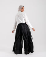Linen Chiffon Wide Leg Pants Black