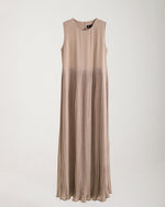 Sleeveless Pleated Dress Beige CODE 202