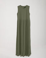 Sleeveless Pleated Dress Olive