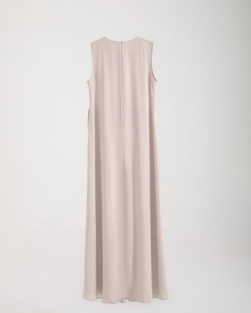 Sleeveless Pleated Dress Cream CODE 202