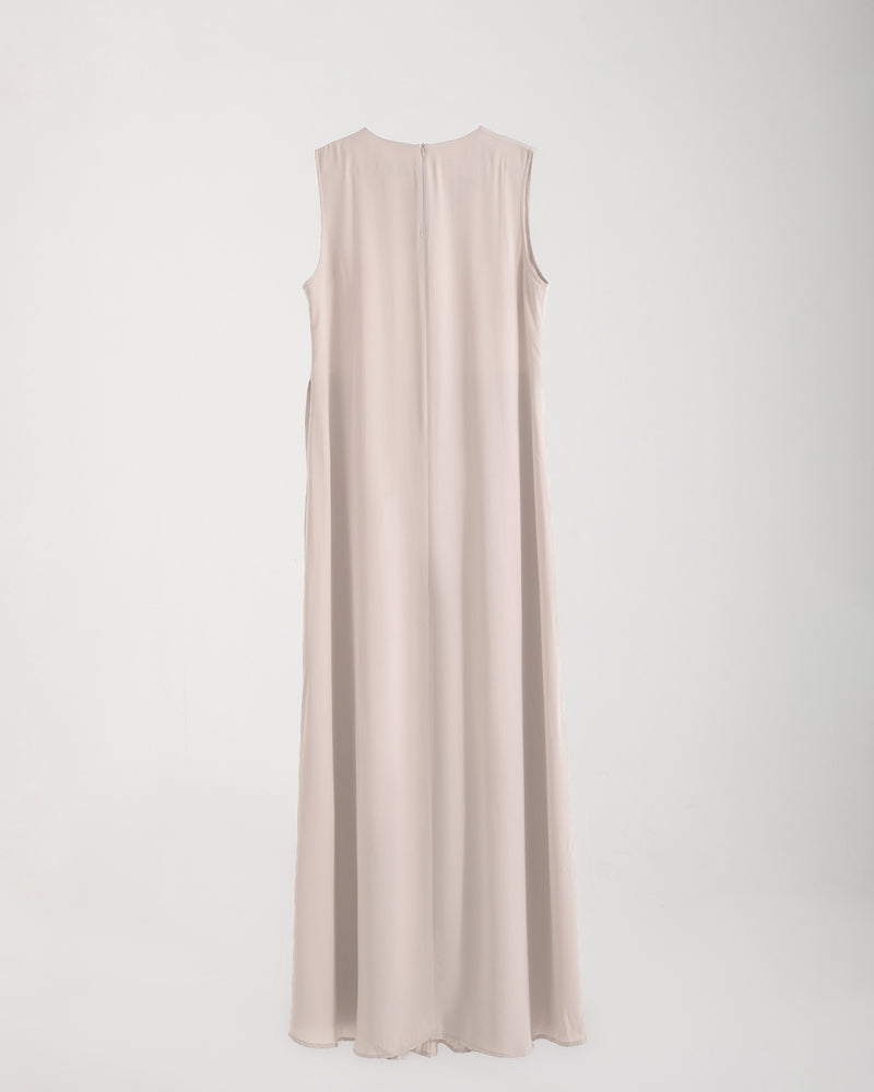Sleeveless Pleated Dress Cream CODE 202