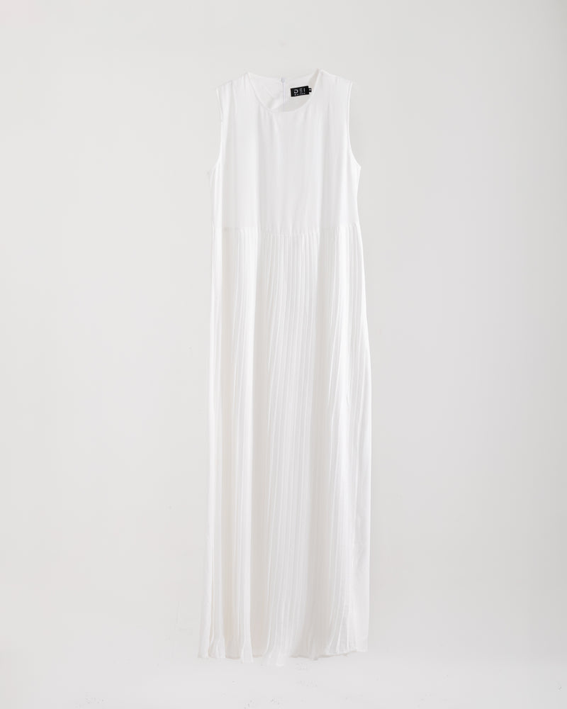 Sleeveless Pleated Dress Offwhite CODE 202