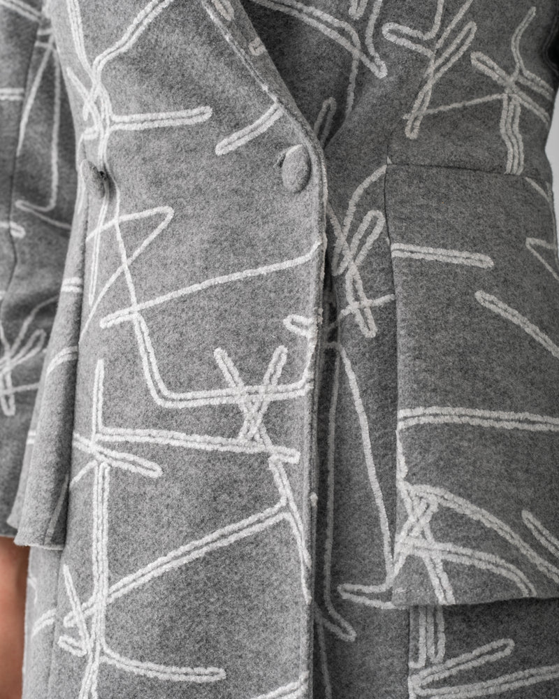Double Breasted Peplum Coat Grey