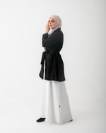 Suede Side Pleated Coat Black