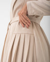 Suede Side Pleated Coat Cream