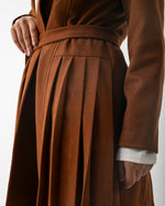 Suede Side Pleated Coat Brown