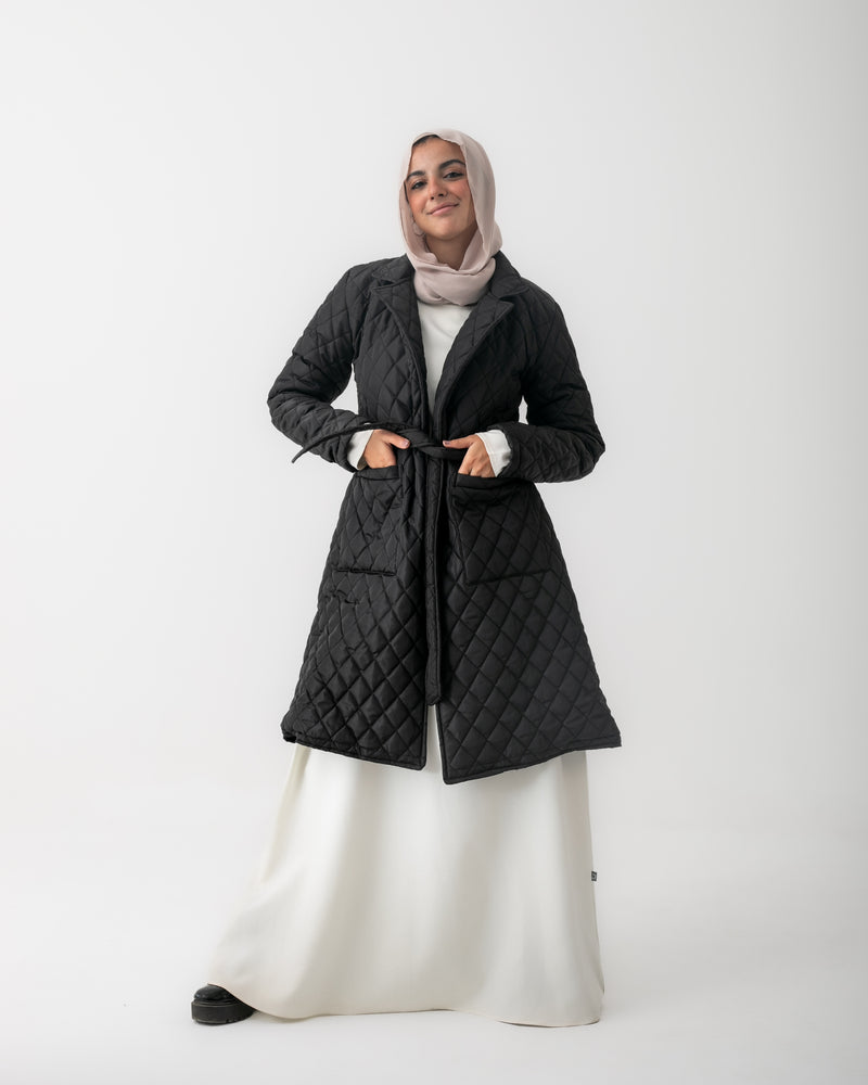 Quilted Long Puffer Coat Black