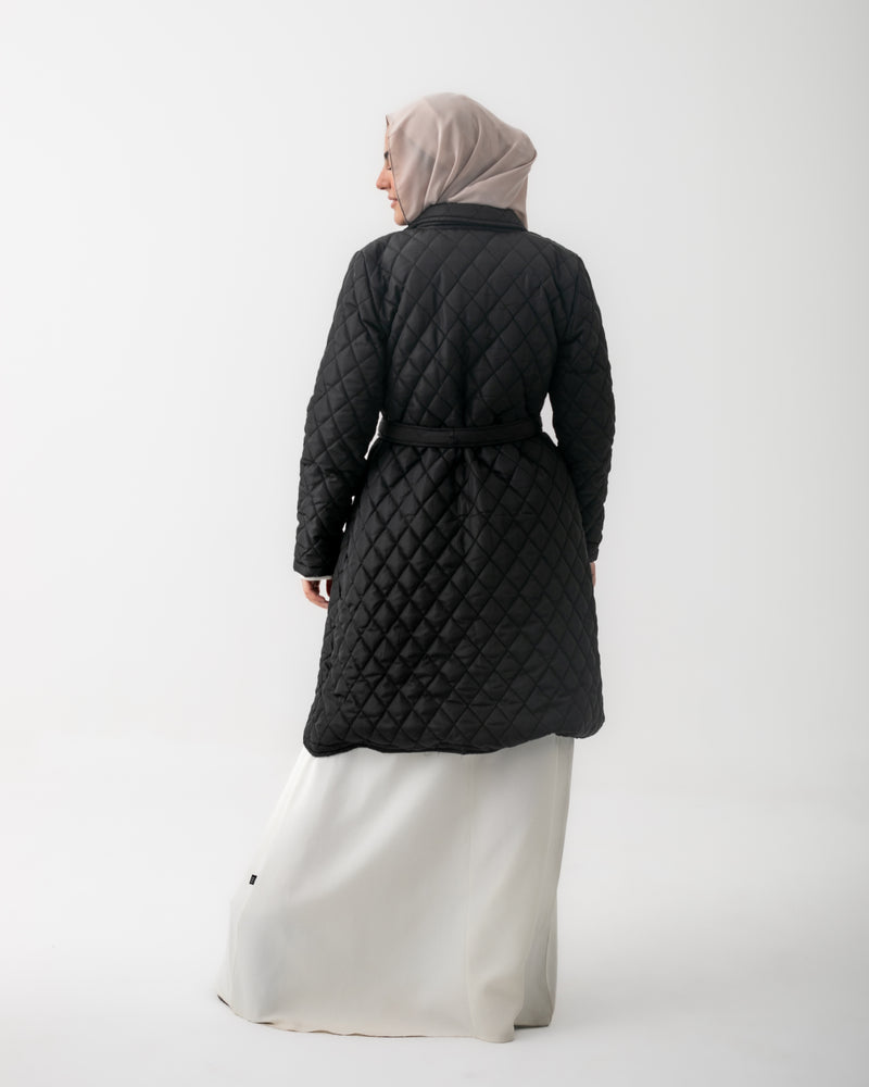 Quilted Long Puffer Coat Black