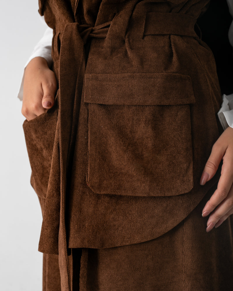 Corduroy Cargo Vest Brown