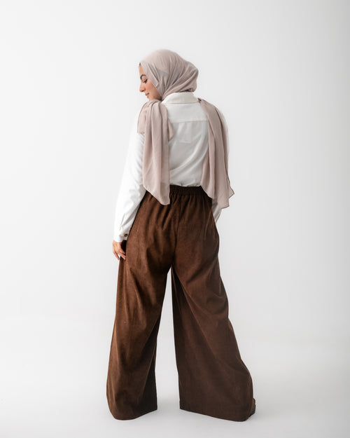 Corduroy Wide Leg Pants Brown