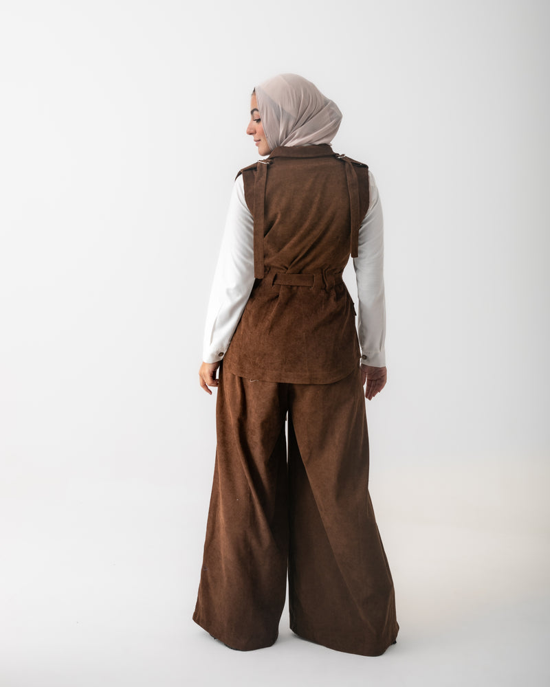 Corduroy Cargo Vest Brown