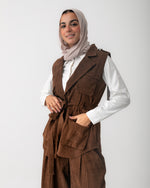 Corduroy Cargo Vest Brown