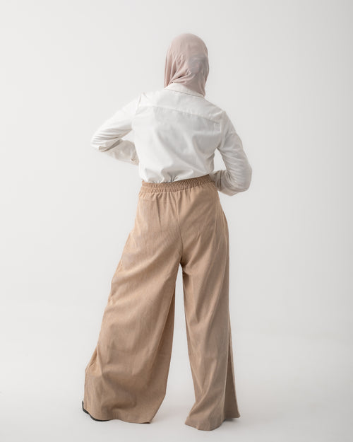 Corduroy Wide Leg Pants Beige