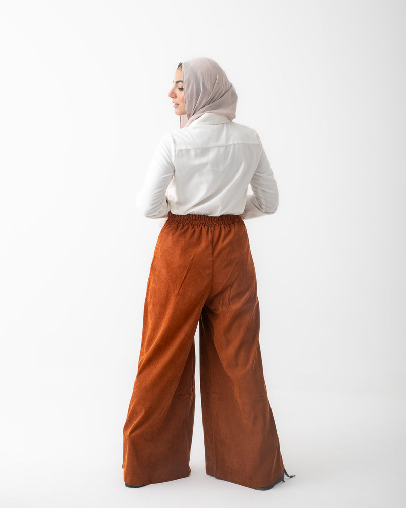 Corduroy Wide Leg Pants Rust