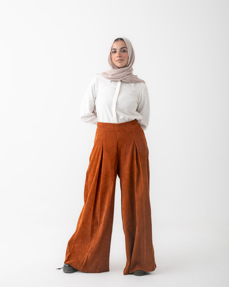 Corduroy Wide Leg Pants Rust