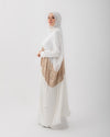 Free Size Pleated Cape Offwhite Gold