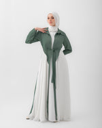 Open Pleated Abaya Mint