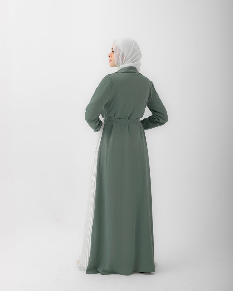 Open Pleated Abaya Mint
