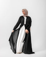 Open Pleated Abaya Black