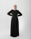 Sleeved Pleated Dress Black