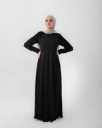 Sleeved Pleated Dress Black CODE 211