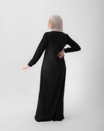 Sleeved Pleated Dress Black CODE 211