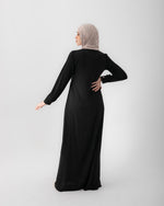 Sleeved Pleated Dress Black
