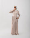 Sleeved Pleated Dress Cream CODE 211