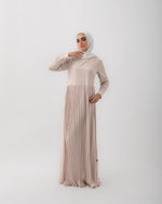 Sleeved Pleated Dress Cream CODE 211