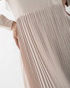 Sleeved Pleated Dress Cream CODE 211