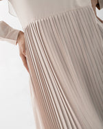 Sleeved Pleated Dress Cream CODE 211
