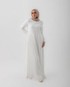 Sleeved Pleated Dress Offwhite