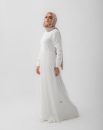 Sleeved Pleated Dress Offwhite