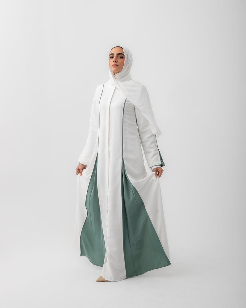 Abaya Code 207 Offwhite Teal