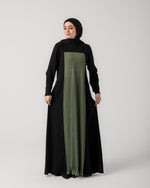 Front & Back Pleated Abaya Green Code 218