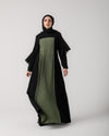 Front & Back Pleated Abaya Green Code 218