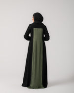 Front & Back Pleated Abaya Green Code 218