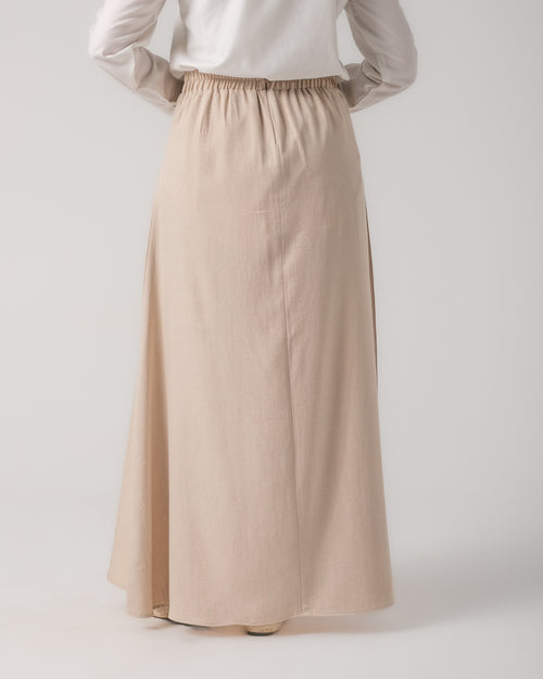 Linen Maxi Skirt Beige