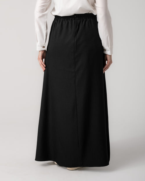 Linen Maxi Skirt Black CODE 119